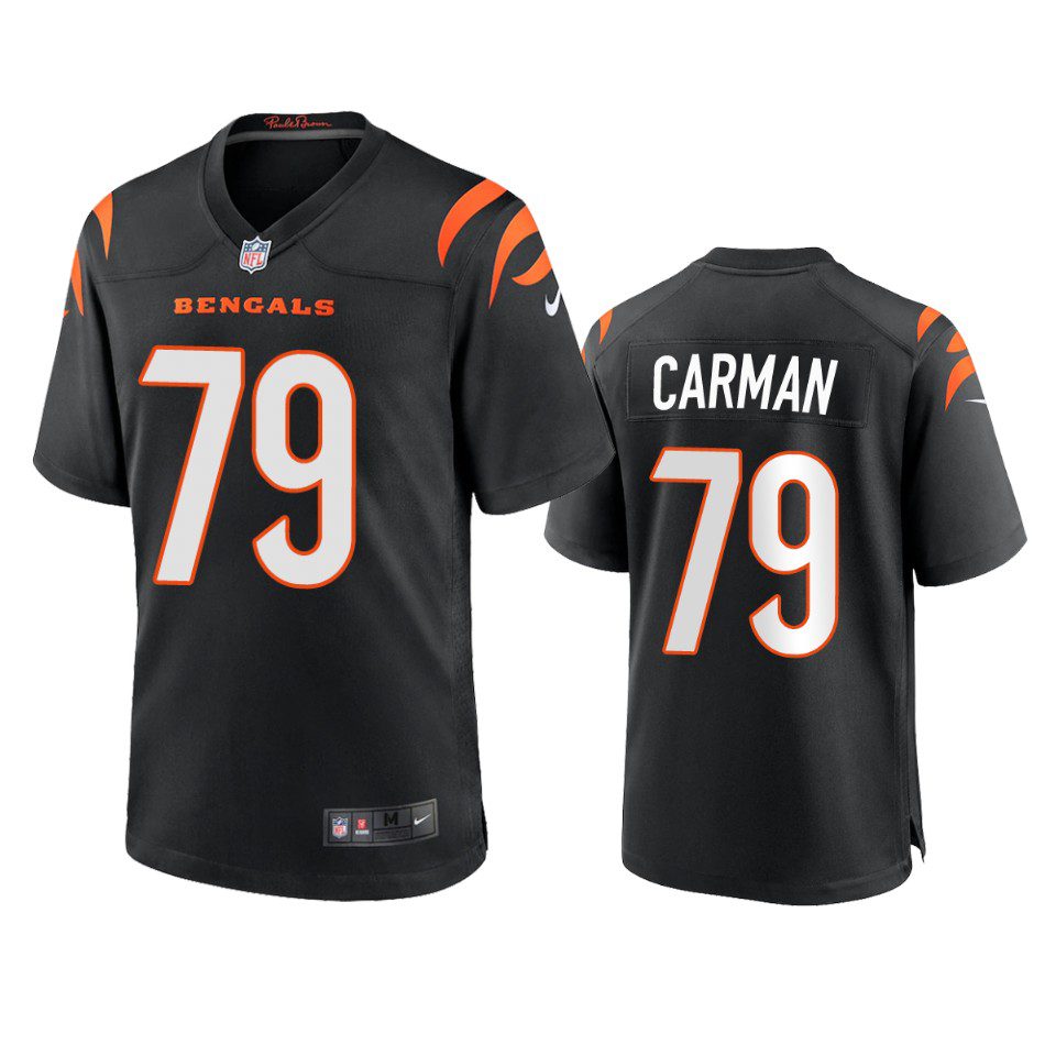 Cincinnati Bengals Jackson Carman Black Game Jersey 1 bengals jackson carman black game jersey