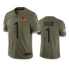Cincinnati Bengals Ja'Marr Chase Olive 2022 Salute To Service Limited Jersey 3 bengals jamarr chase olive limited 2022 salute to service jersey