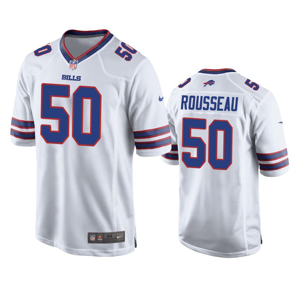 Buffalo Bills Gregory Rousseau White Game Jersey 1 bills gregory rousseau white game jersey 0a