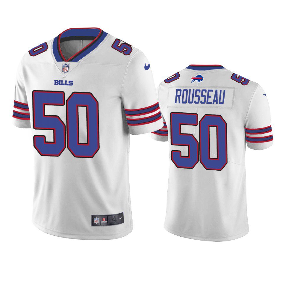 Gregory Rousseau Buffalo Bills White Vapor Limited Jersey 1 bills gregory rousseau white vapor jersey