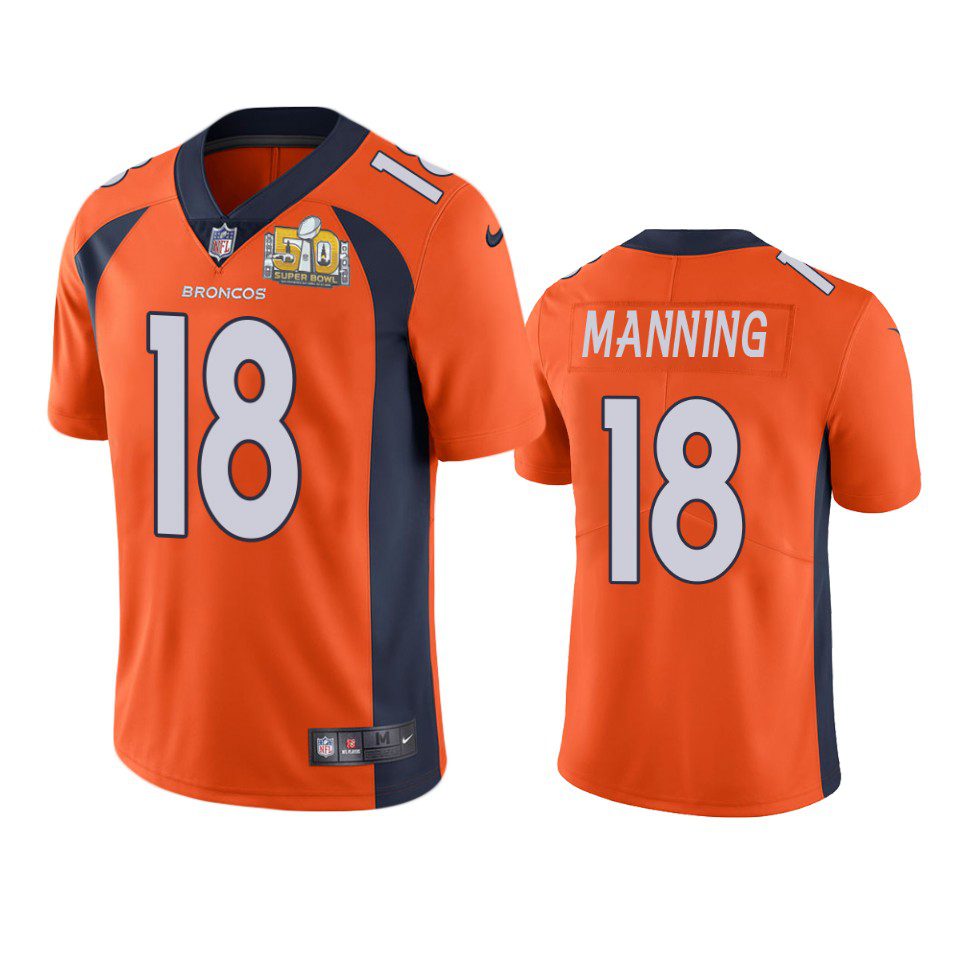 Denver Broncos Peyton Manning Orange Super Bowl 50 Patch Jersey 1 broncos peyton manning orange super bowl 50 patch jersey