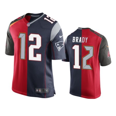 Tampa Bay Buccaneers Tom Brady Red Navy Split GOAT Jersey