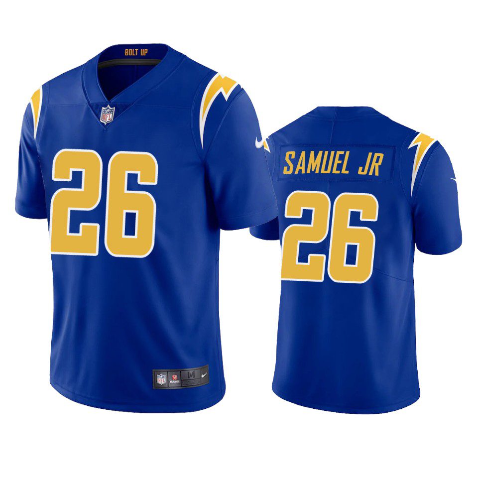 Asante Samuel Jr. Los Angeles Chargers Royal Vapor Limited Jersey 1 chargers asante samuel jr. royal vapor jersey