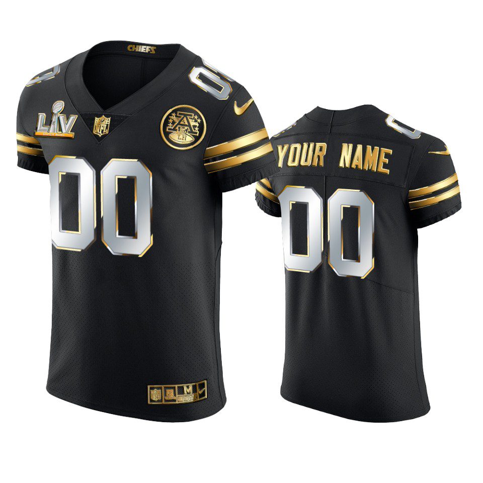 Custom Chiefs Black Super Bowl LV Golden Elite Jersey 1 chiefs custom black golden elite super bowl lv jersey
