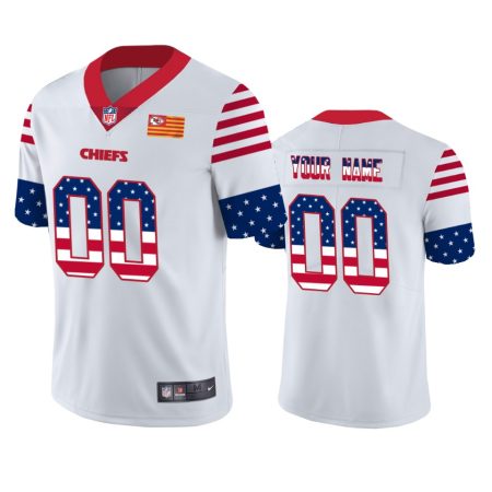 Custom Kansas City Chiefs White Stars & Stripes Independence Day Jersey