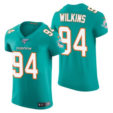 Miami Dolphins Christian Wilkins Aqua 100th Season Vapor Elite Jersey