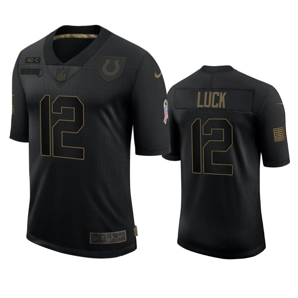 Indianapolis Colts Andrew Luck Black 2020 Salute to Service Limited Jersey 1 colts andrew luck black limited 2020 salute to service jersey