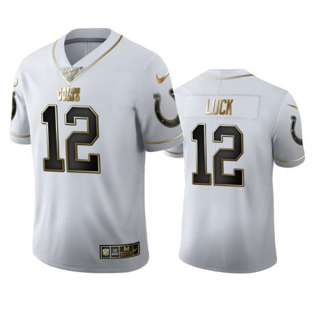 Andrew Luck Colts White 100th Season Golden Edition Jersey
