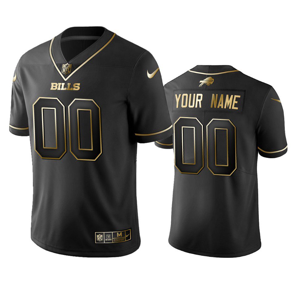 2019 Buffalo Bills Custom Black Golden Edition Vapor Untouchable Limited Jersey - Men's 1 custom bills black golden edition jersey