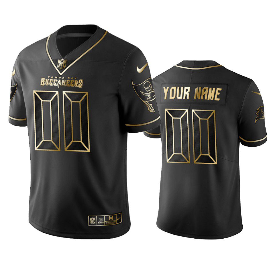 2019 Tampa Bay Buccaneers Custom Black Golden Edition Vapor Untouchable Limited Jersey - Men's 1 custom buccaneers black golden edition jersey