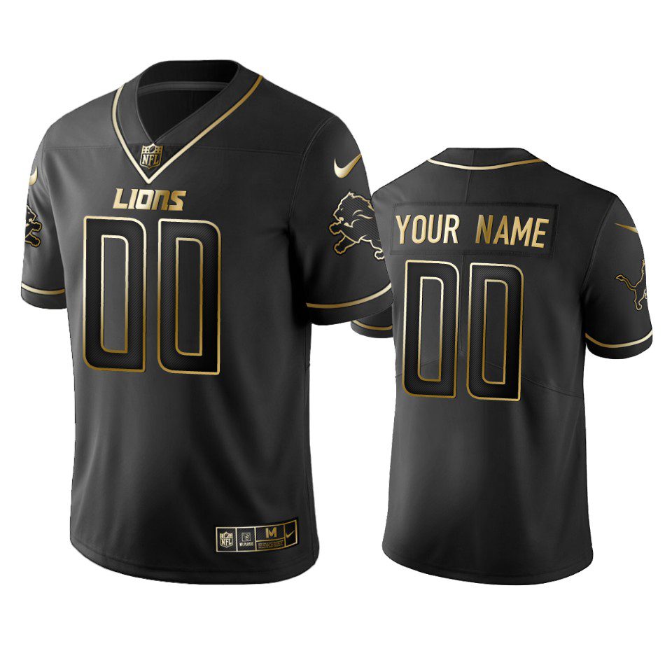 2019 Detroit Lions Custom Black Golden Edition Vapor Untouchable Limited Jersey - Men's 1 custom lions black golden edition jersey