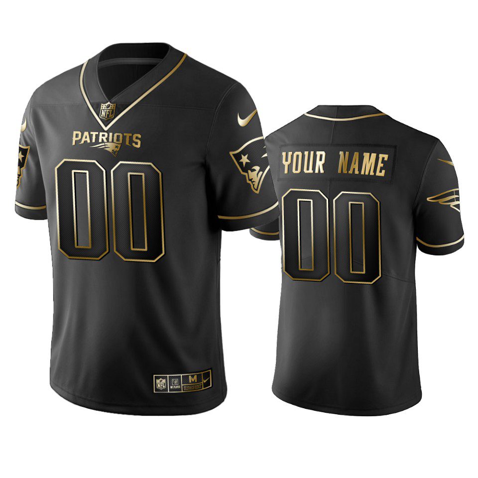 2019 New England Patriots Custom Black Golden Edition Vapor Untouchable Limited Jersey - Men's 1 custom patriots black golden edition jersey