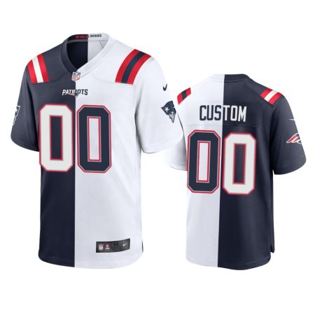 New England Patriots Custom Navy White Split Game Jersey