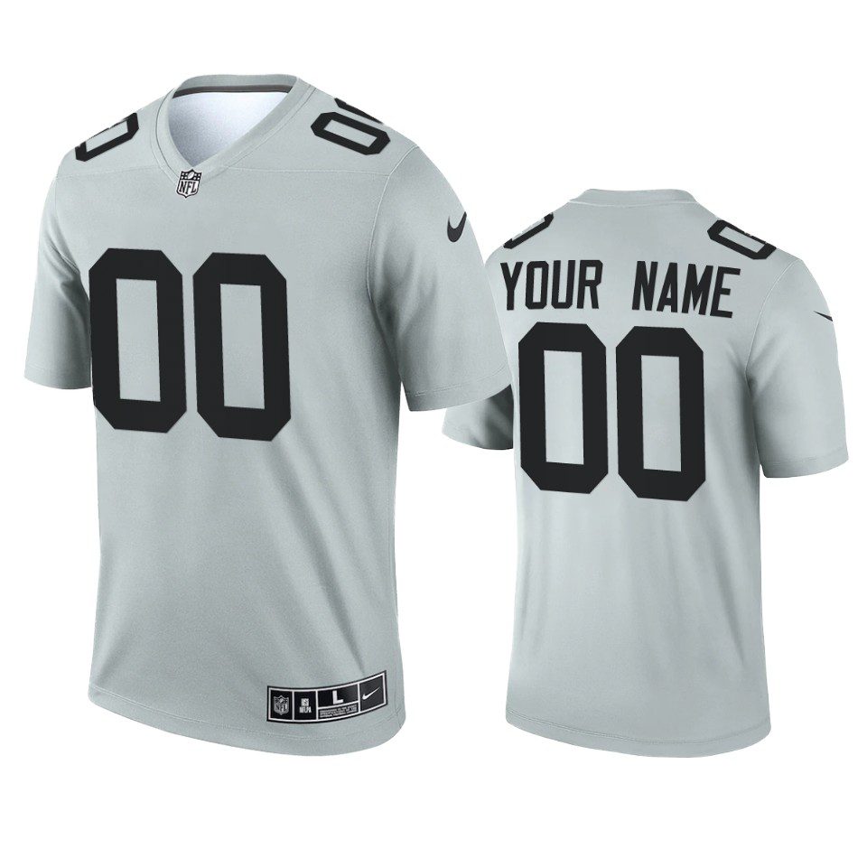 Las Vegas Raiders Custom Silver 2021 Inverted Legend Jersey 1 custom raiders 2021 inverted legend silver jersey