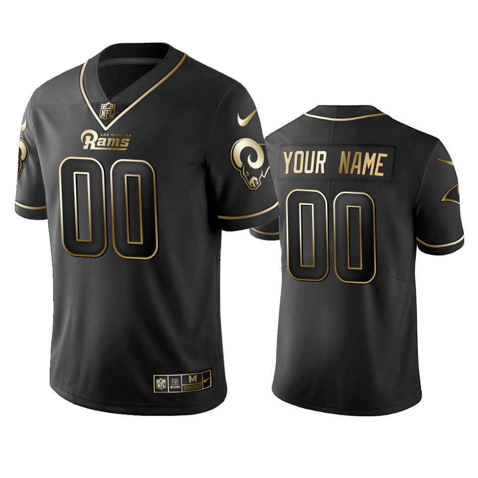 2019 Los Angeles Rams Custom Black Golden Edition Vapor Untouchable Limited Jersey - Men's 1 custom rams black golden edition jersey