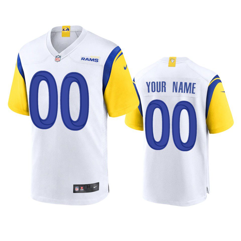 Los Angeles Rams Custom White Alternate Game Jersey 1 custom rams white alternate game jersey
