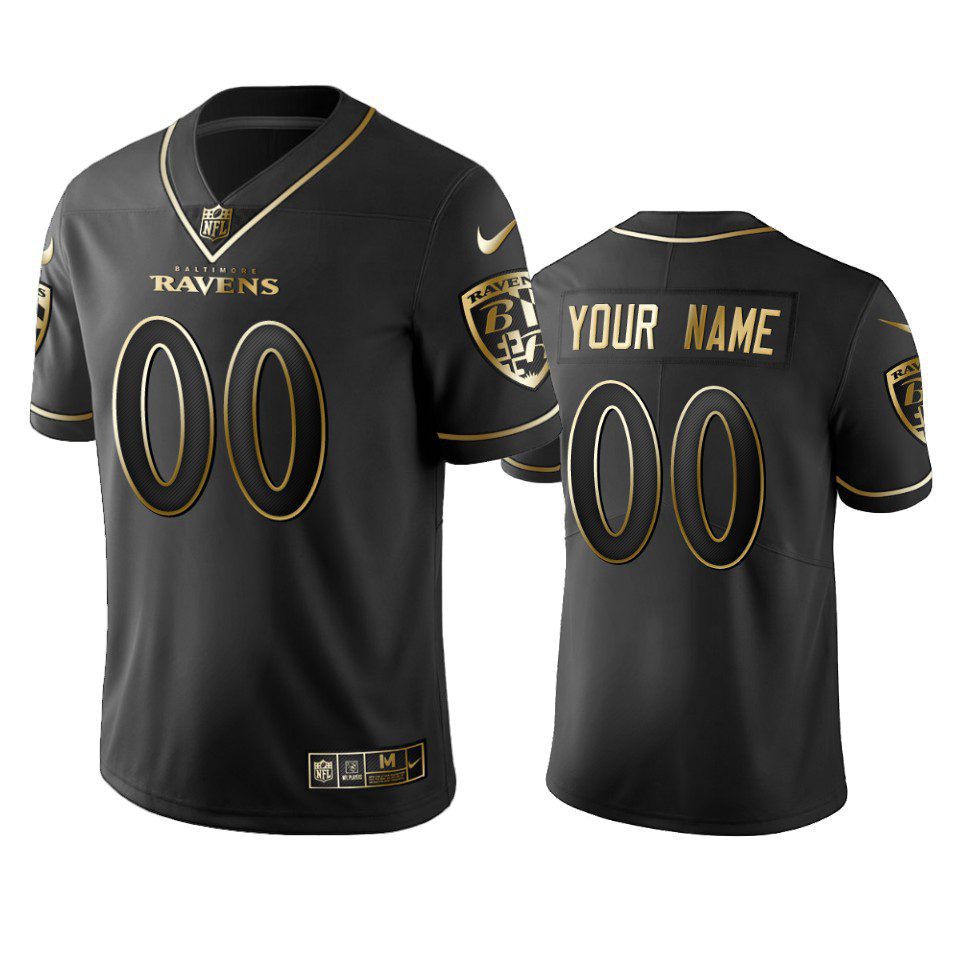 2019 Baltimore Ravens Custom Black Golden Edition Vapor Untouchable Limited Jersey - Men's 1 custom ravens black golden edition jersey