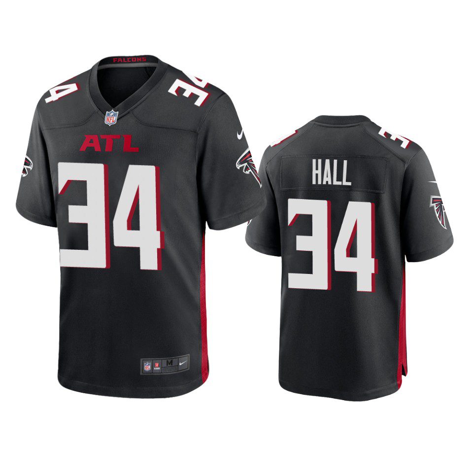 Atlanta Falcons Darren Hall Black Game Jersey 1 darren hall falcons black game jersey