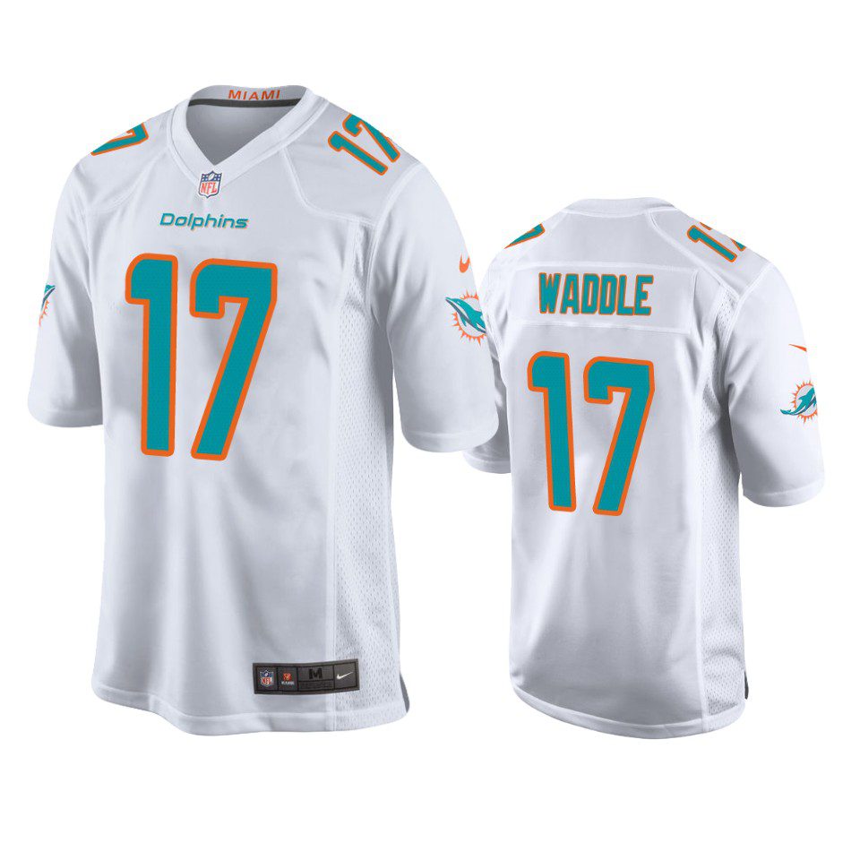 Miami Dolphins Jaylen Waddle White 2021 NFL Draft Game Jersey 1 dolphins jaylen waddle white game jersey