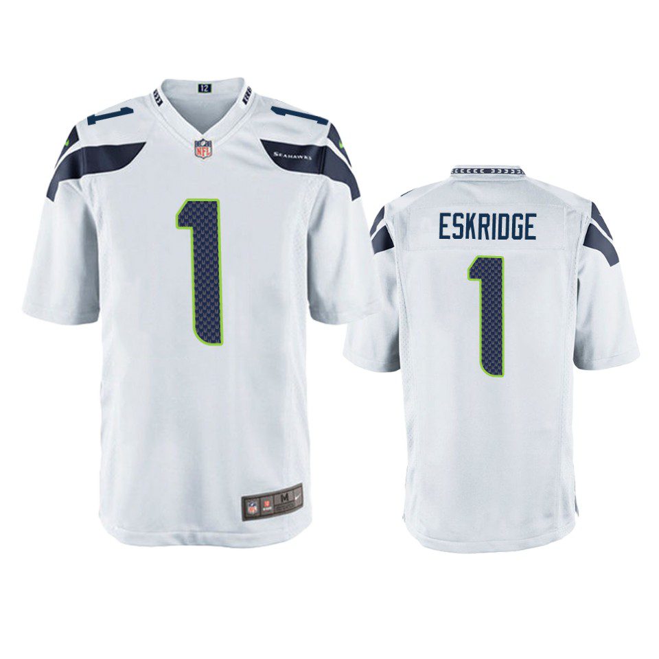 Seattle Seahawks D'Wayne Eskridge White Game Jersey 1 dwayne eskridge seahawks white game jersey