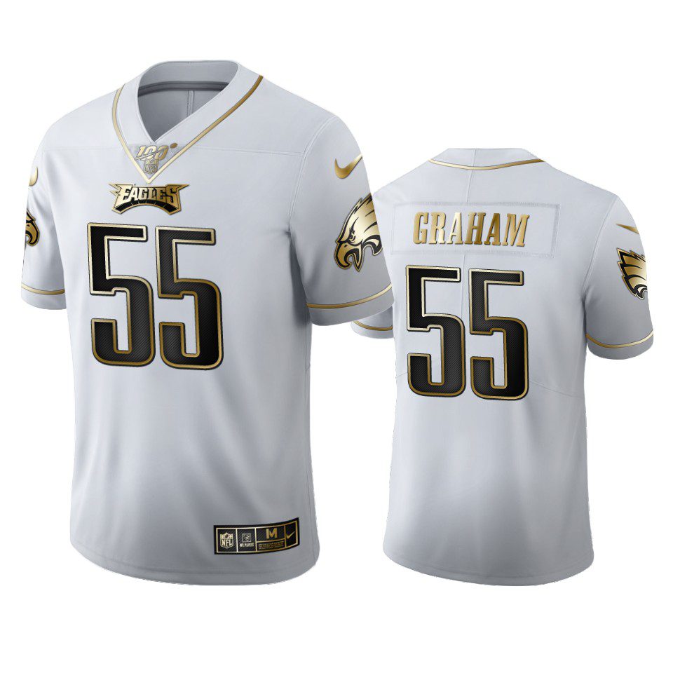 Brandon Graham Eagles White 100th Season Golden Edition Jersey 1 eagles brandon graham white golden edition 100th season jersey