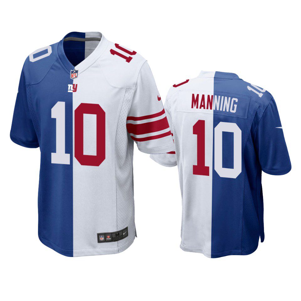 New York Giants Eli Manning Royal White Split Game Jersey 1 eli manning giants royal white split game jersey
