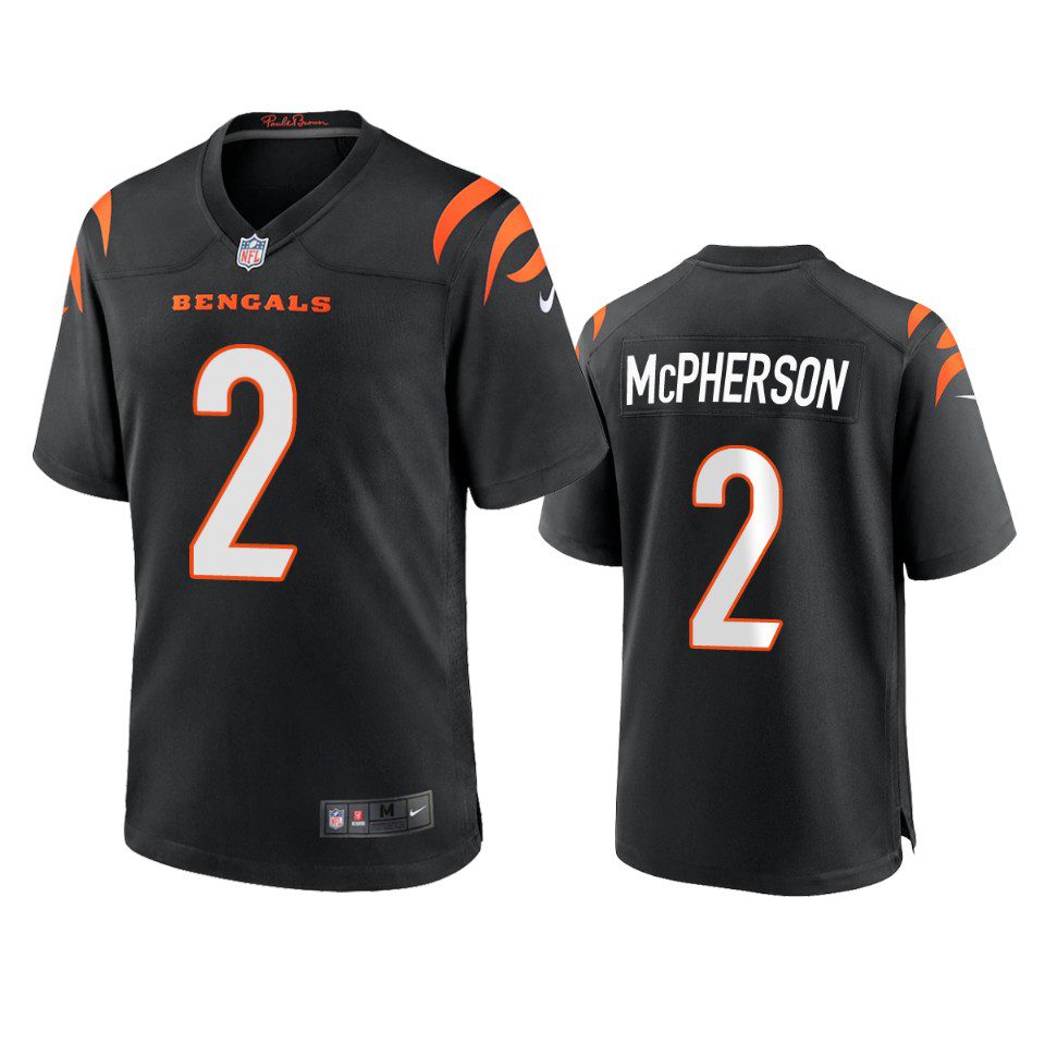Cincinnati Bengals Evan McPherson Black Game Jersey 1 evan mcpherson bengals black game jersey