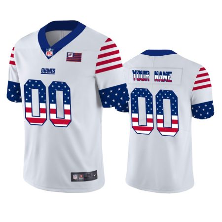 Custom New York Giants White Independence Day Stars & Stripes Jersey