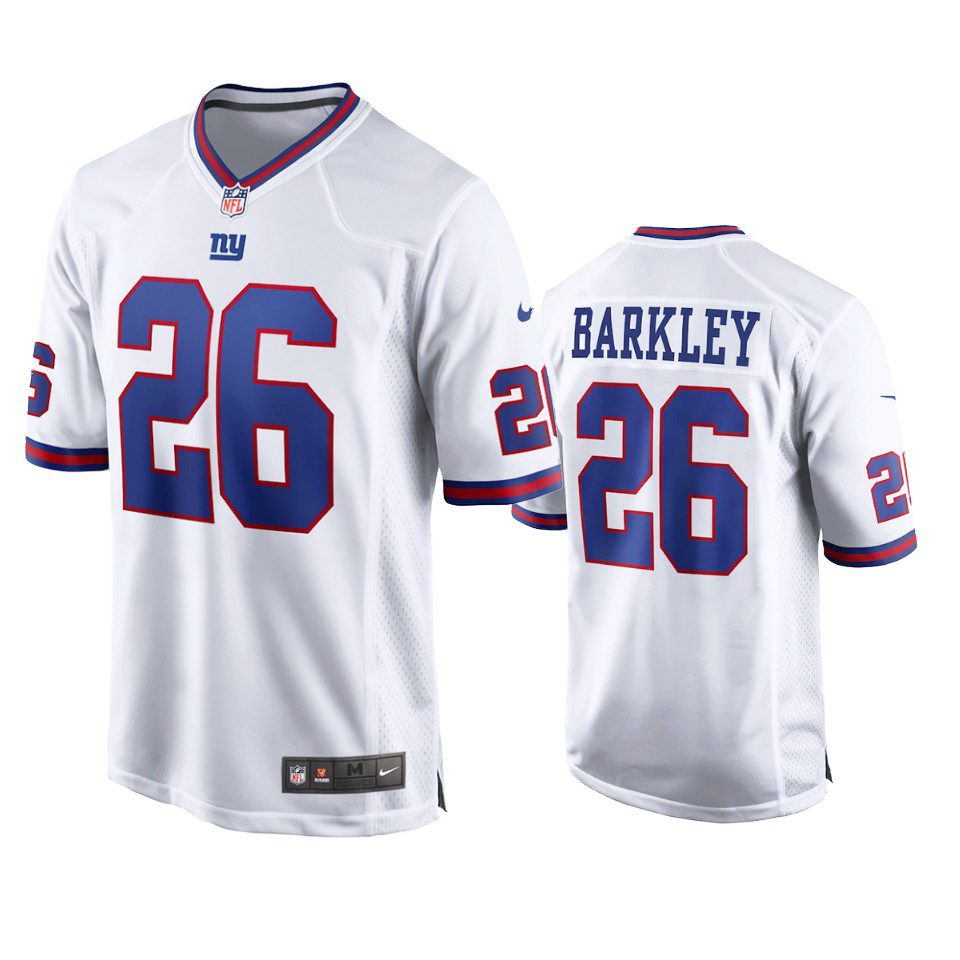 New York Giants Saquon Barkley White Game Jersey 1 giants saquon barkley white game jersey