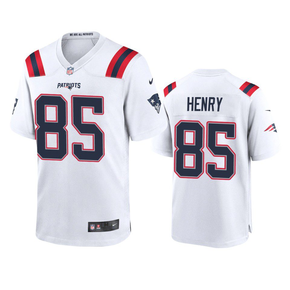 New England Patriots Hunter Henry White Game Jersey 1 hunter henry patriots white game jersey