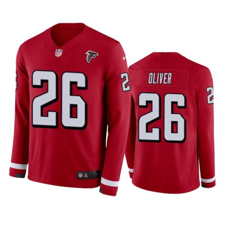 Atlanta Falcons Isaiah Oliver Red Therma Long Sleeve Jersey
