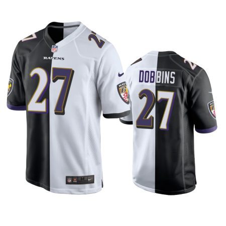 Baltimore Ravens J.K. Dobbins Black White Split Game Jersey