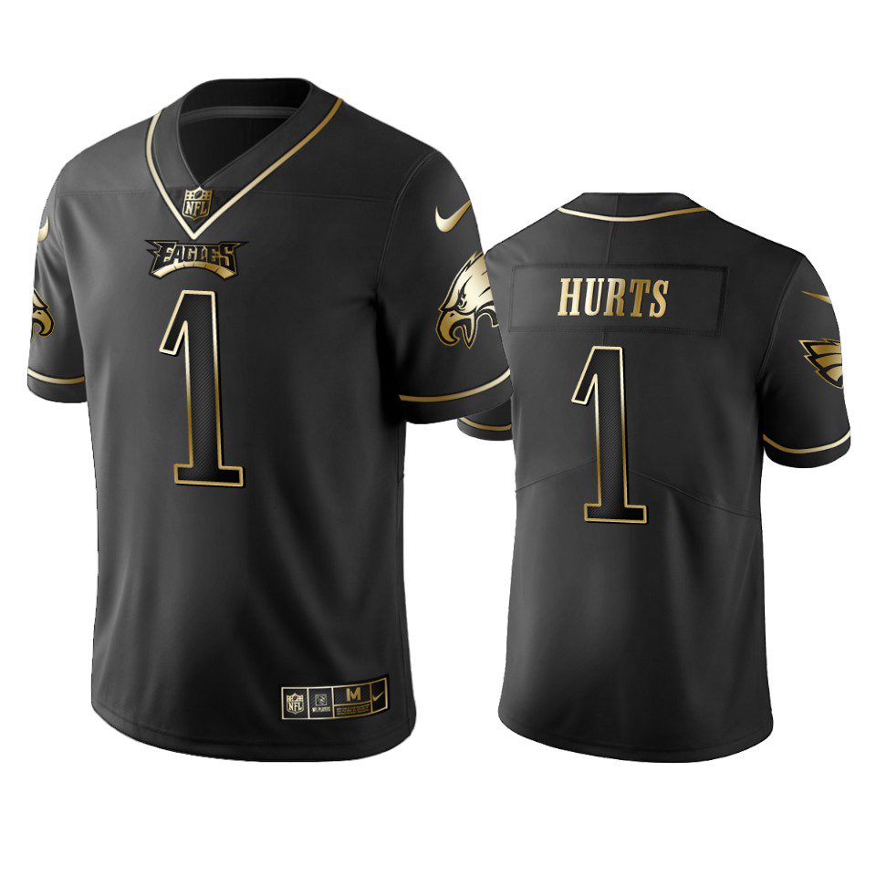 Eagles Jalen Hurts Black Golden Edition Vapor Limited Jersey 1 jalen hurts eagles black golden edition jersey 0a