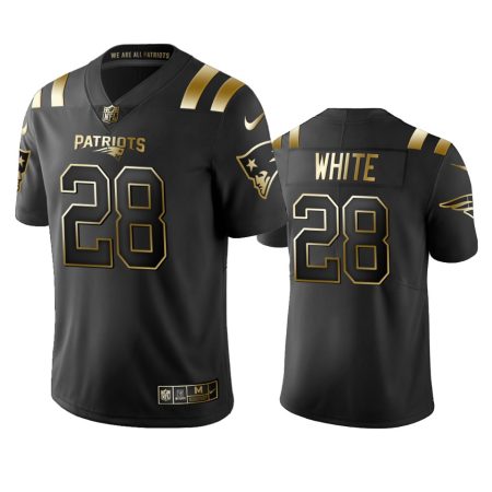 New England Patriots James White Black Golden Limited Jersey