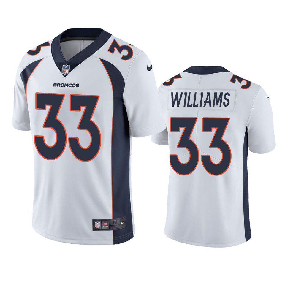 Javonte Williams Denver Broncos White Vapor Limited Jersey 1 javonte williams broncos white vapor jersey