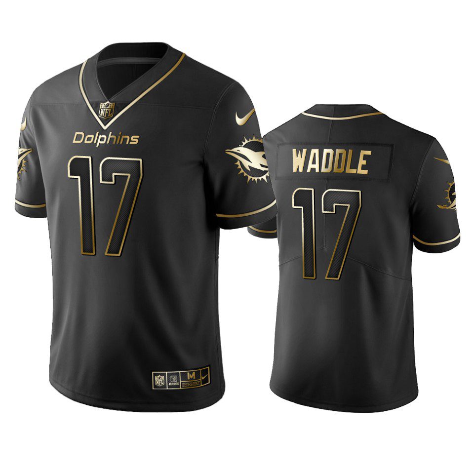 Jaylen Waddle Dolphins Black Golden Edition Vapor Limited Jersey 1 jaylen waddle dolphins black golden edition jersey