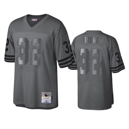 Cleveland Browns Jim Brown 1963 Charcoal Throwback Metal Legacy Jersey