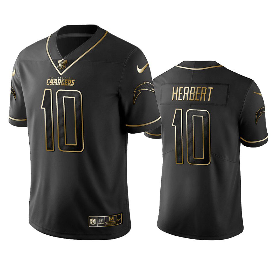 Chargers Justin Herbert Black Golden Edition Vapor Limited Jersey 1 justin herbert chargers black golden edition jersey