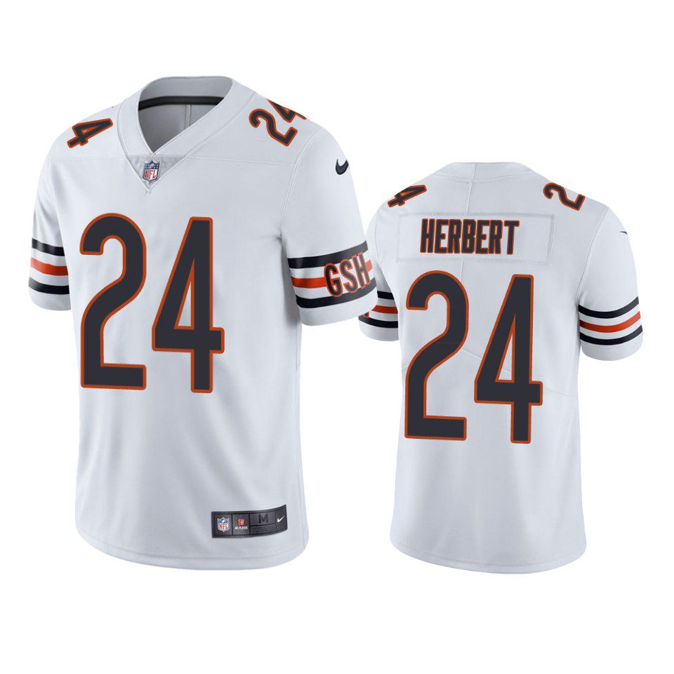 Khalil Herbert Chicago Bears White Vapor Limited Jersey 1 khalil herbert bears white vapor jersey