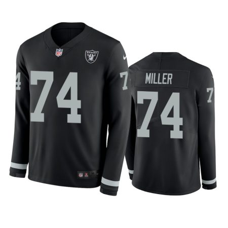 Oakland Raiders Kolton Miller Black Therma Long Sleeve Jersey