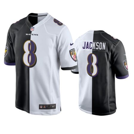 Baltimore Ravens Lamar Jackson Black White Split Game Jersey