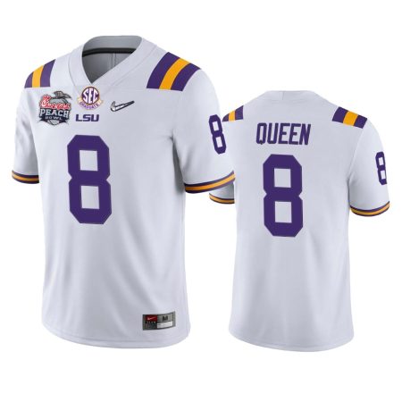 LSU Tigers Patrick Queen White 2019 Peach Bowl Champions Jersey