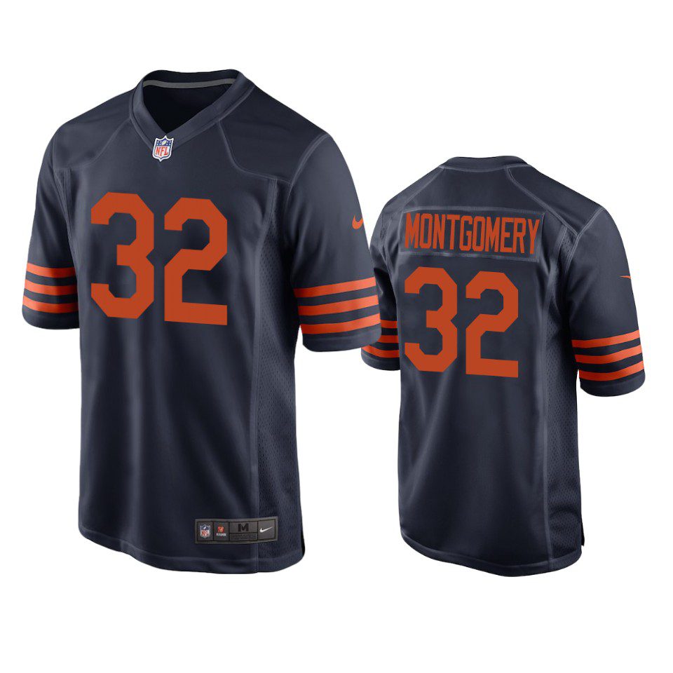 Chicago Bears David Montgomery Navy 2019 NFL Draft Throwback Jersey 1 mens bears david montgomery navy throwback jersey
