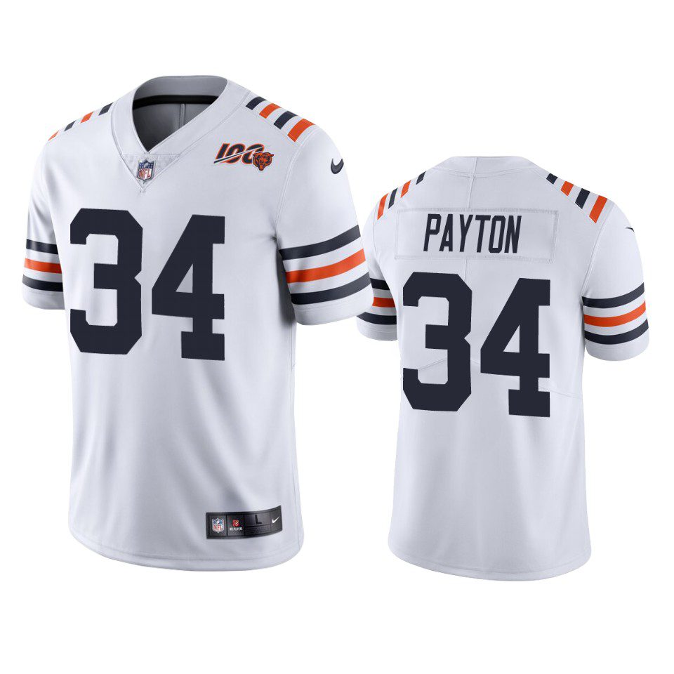 Bears Walter Payton White 100th Season Alternate Classic Limited Jersey 1 mens bears walter payton white alternate classic limited 100th season jersey