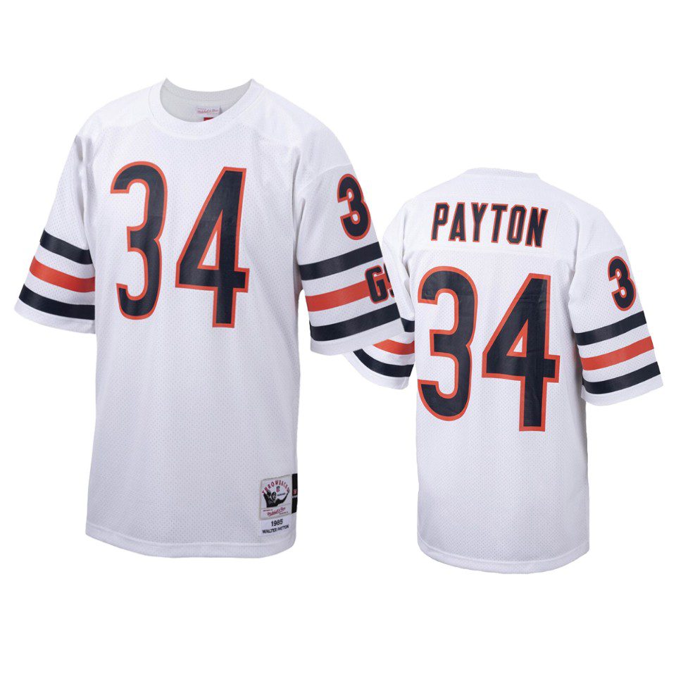 Chicago Bears Walter Payton White 1985 Authentic Throwback Jersey 1 mens bears walter payton white throwback 1985 authentic jersey