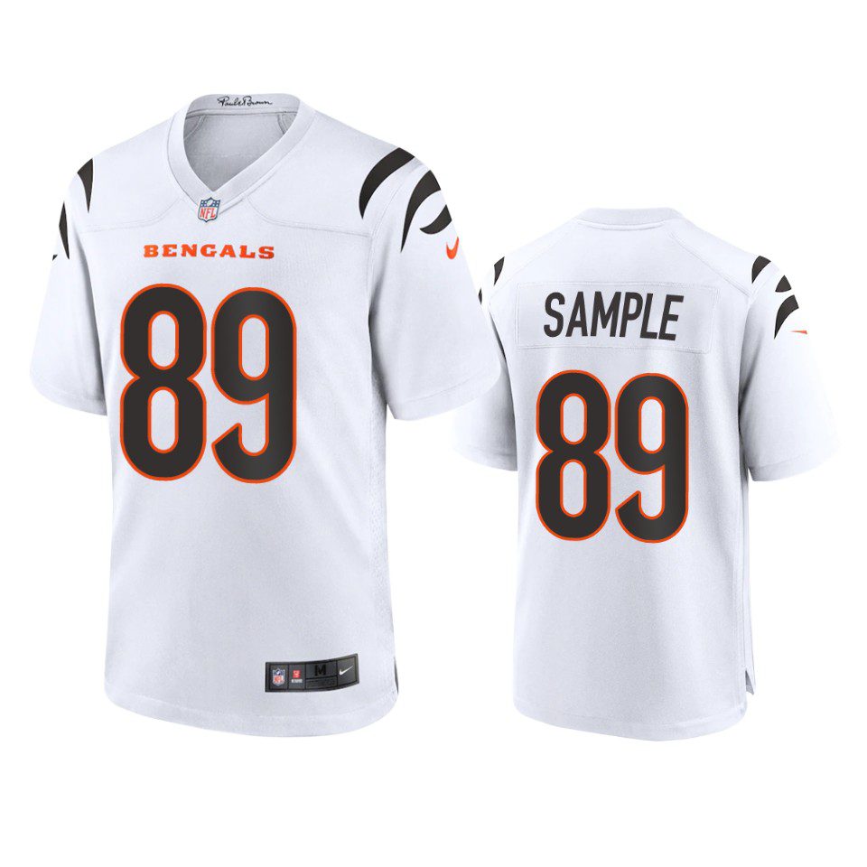 Cincinnati Bengals Drew Sample White 2021 Game Jersey 1 mens bengals drew sample white 2021 game jersey