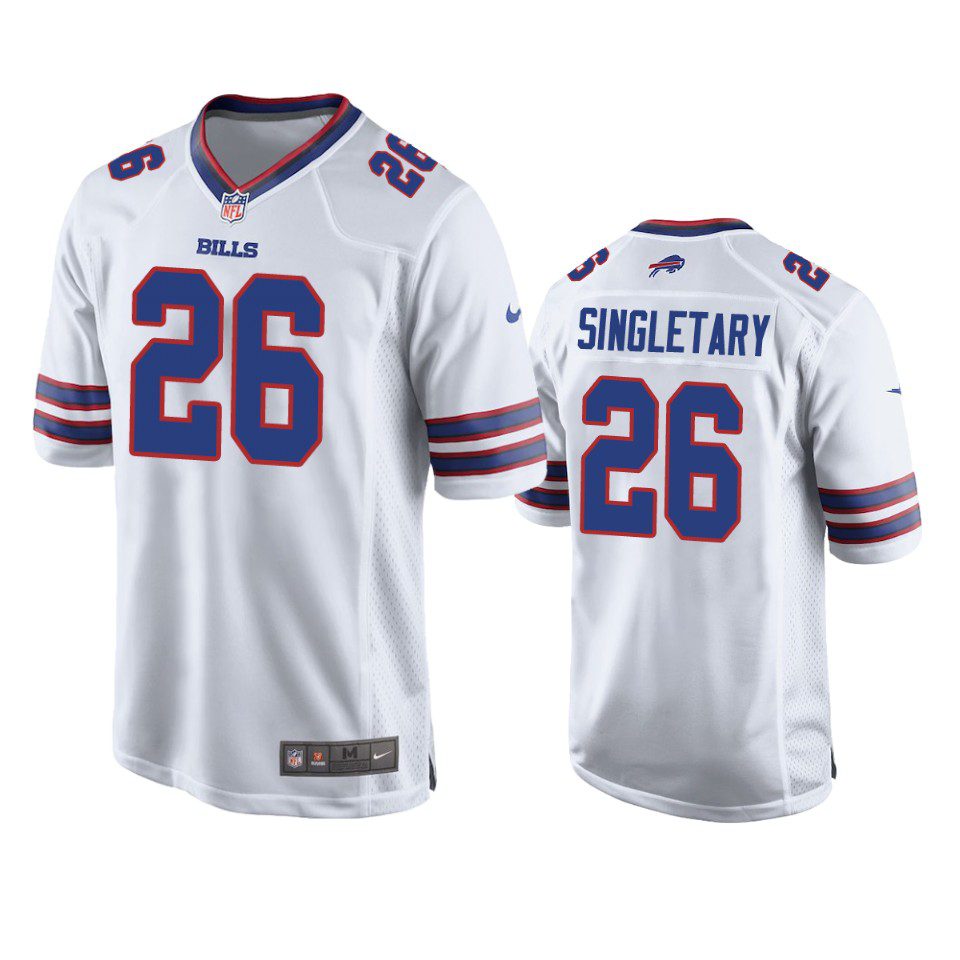 Buffalo Bills Devin Singletary White 2019 NFL Draft Game Jersey 1 mens bills devin singletary white game jersey