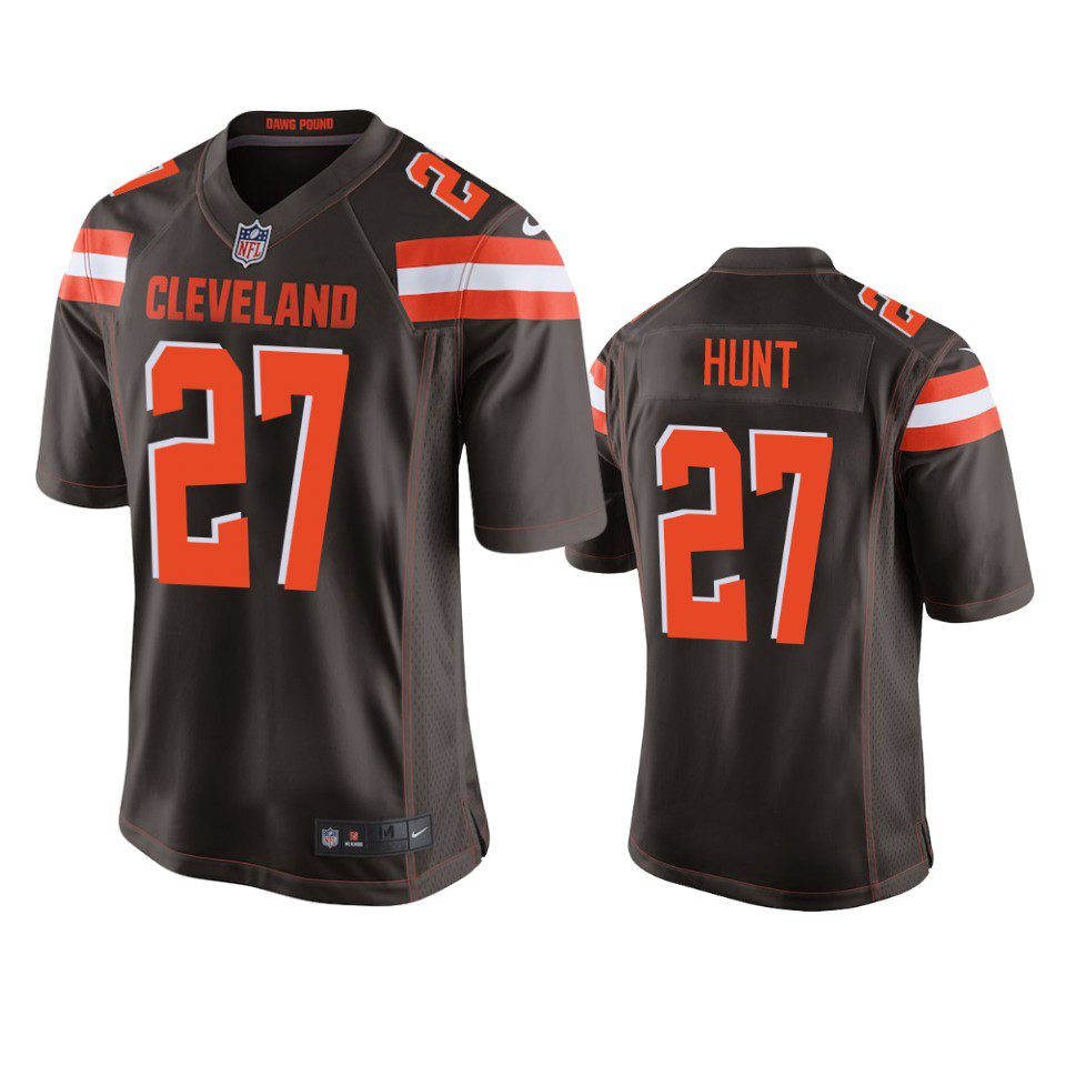 Cleveland Browns #27 Kareem Hunt Brown Game Jersey 1 mens browns kareem hunt brown game jersey