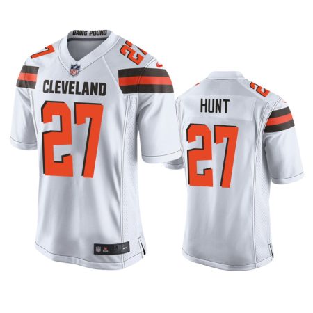 Cleveland Browns #27 Kareem Hunt White Game Jersey