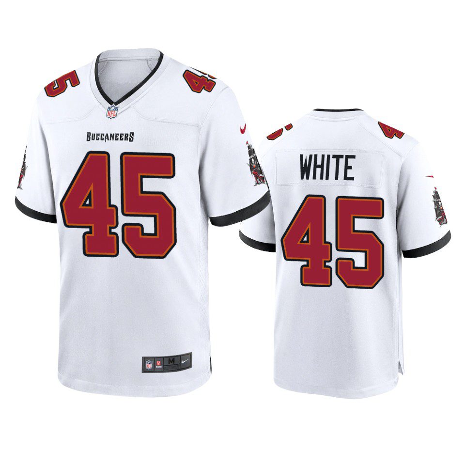 Tampa Bay Buccaneers Devin White White 2020 Game Jersey 1 mens buccaneers devin white white 2020 game jersey